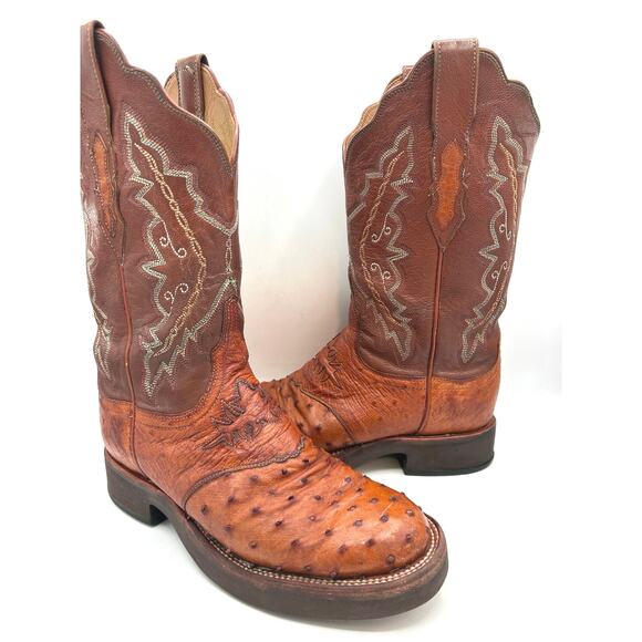 Lucchese 2000 7.5 Full Quill Ostrich Brown Women’sWestern Cowgirl Boots - Picture 1 of 13